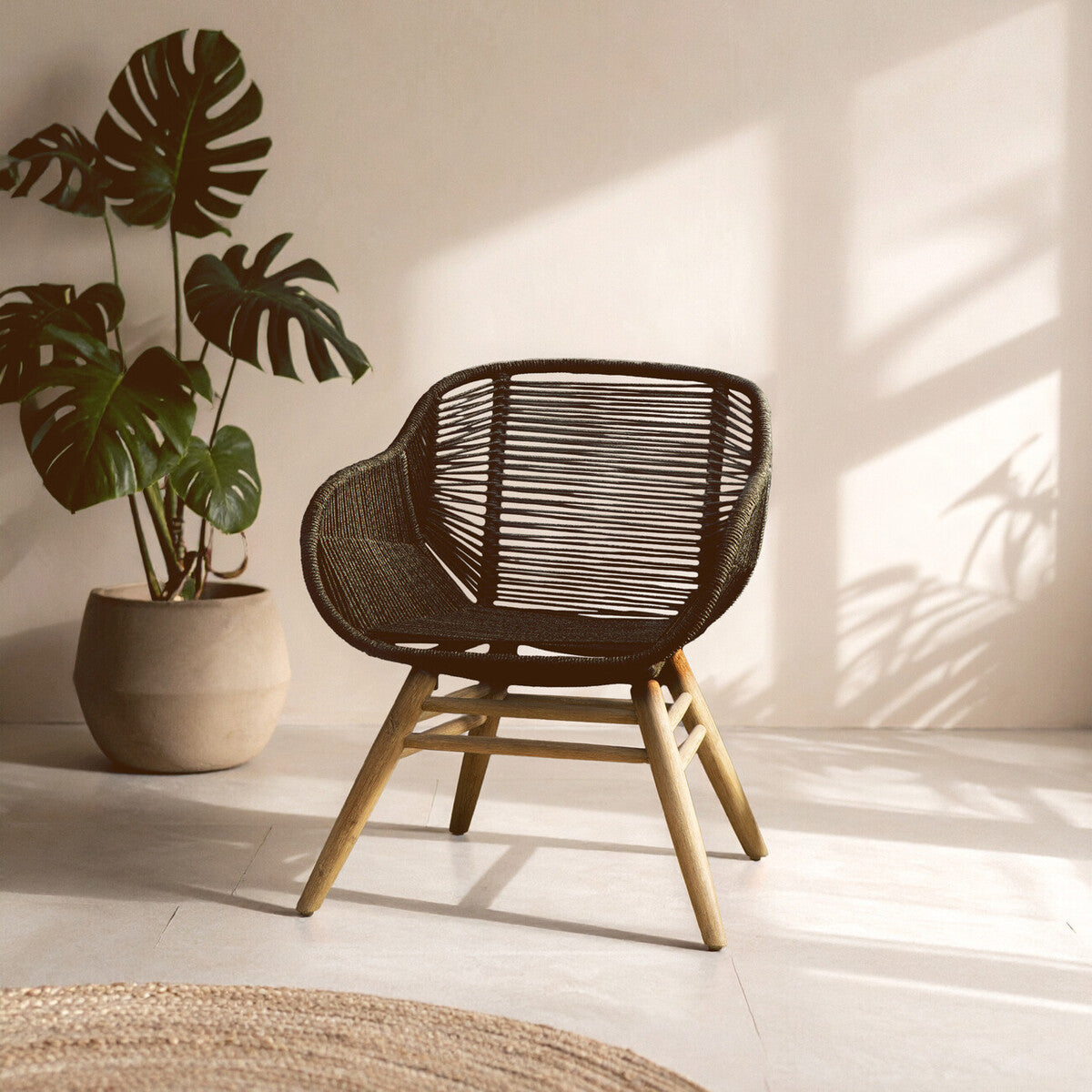 Sisal Black Rope Woven Armchair