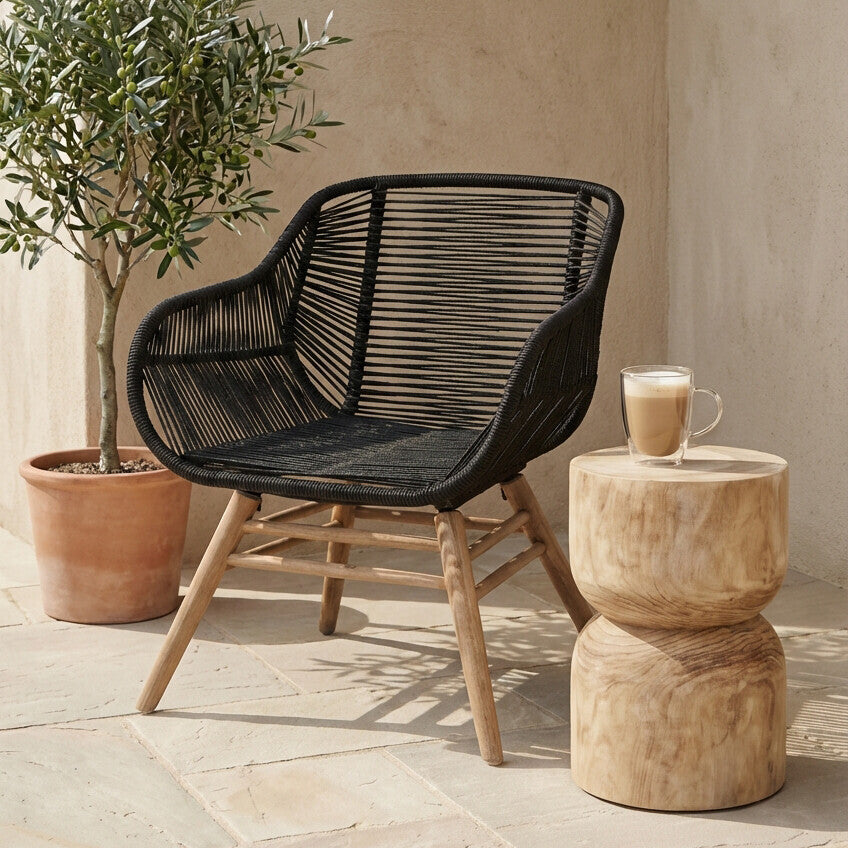 Sisal Black Rope Woven Armchair