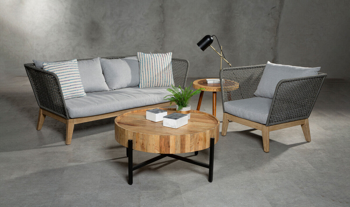 Opus Grey Woven Rope 3 Seater Sofa with Cushions