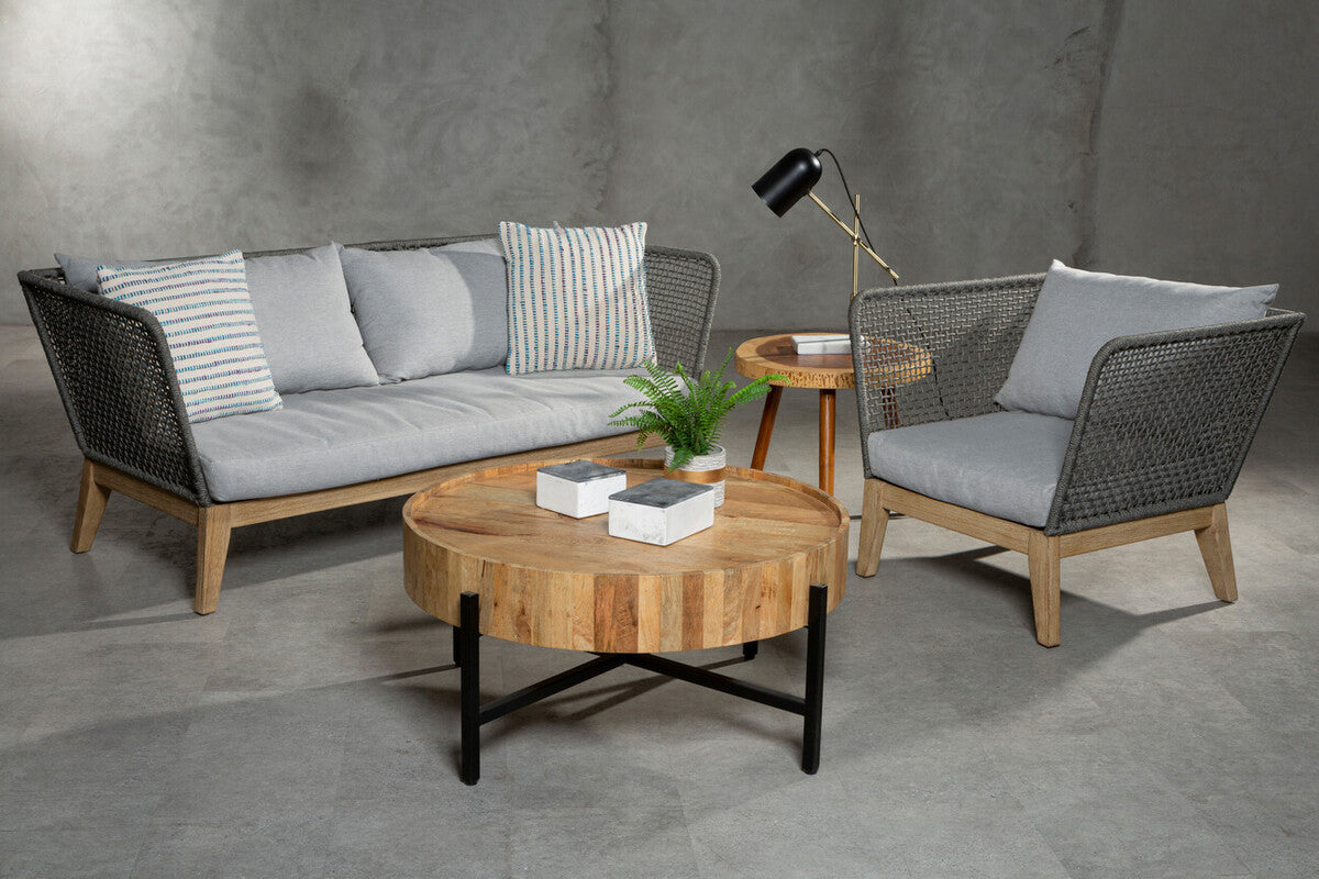 Opus Grey Woven Rope 3 Seater Sofa with Cushions