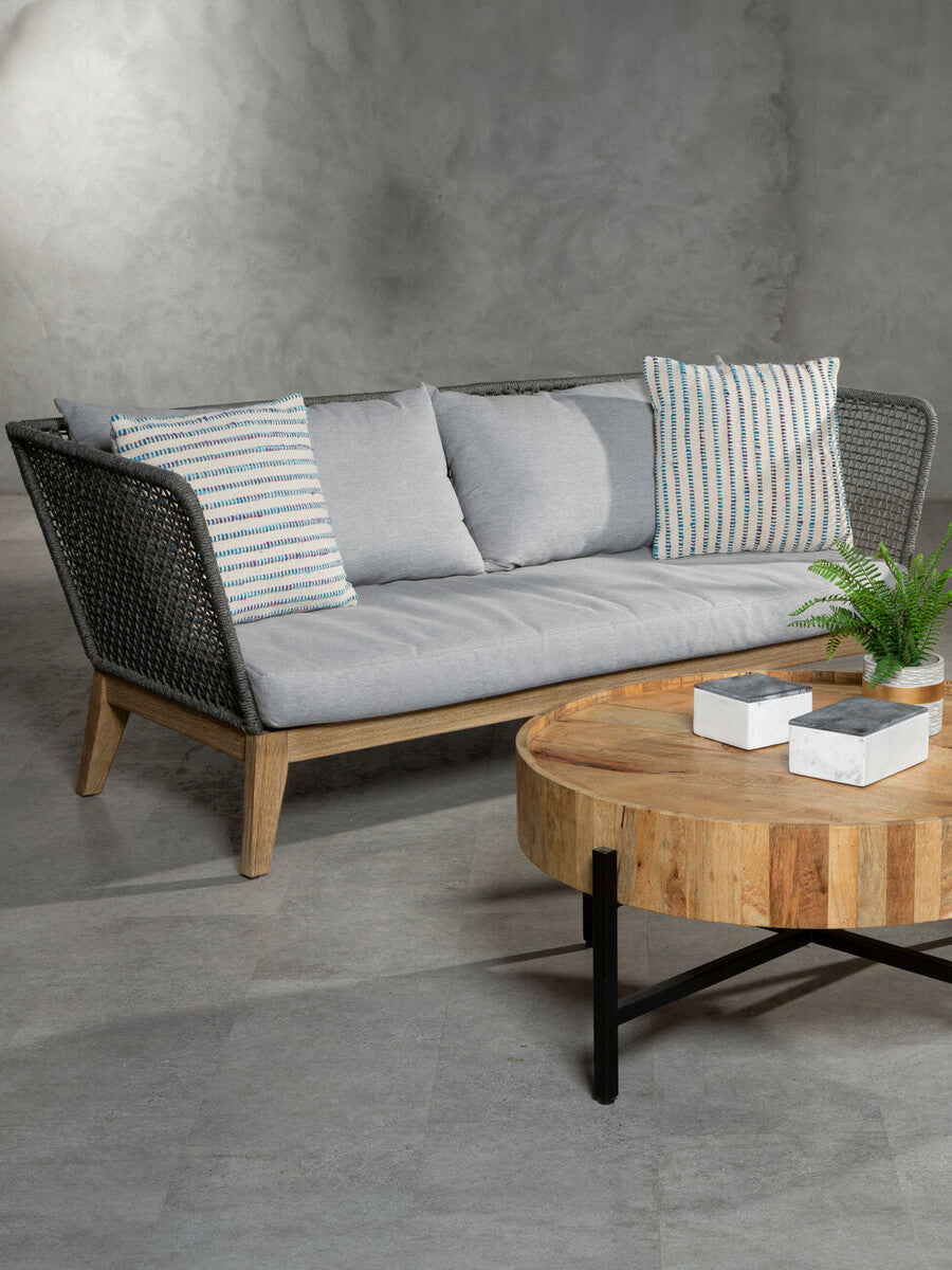 Opus Grey Woven Rope 3 Seater Sofa with Cushions