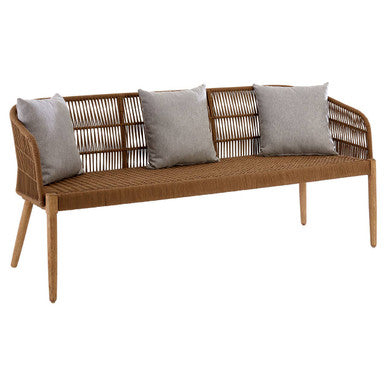 Opus Natural Woven Rope and Wood 3 Seater Sofa