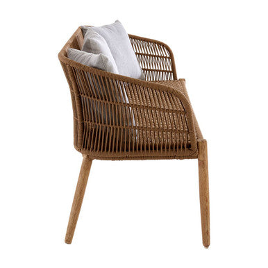 Opus Natural Woven Rope and Wood 3 Seater Sofa