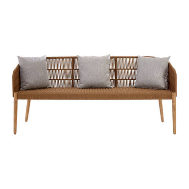 Opus Natural Woven Rope and Wood 3 Seater Sofa