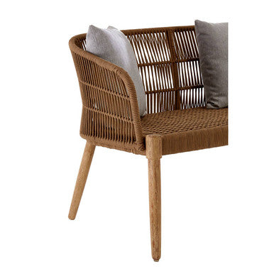 Opus Natural Woven Rope and Wood 3 Seater Sofa