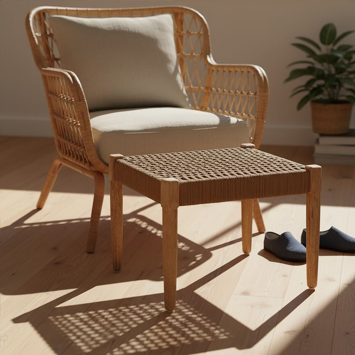 Opus Natural Woven Rope Footstool