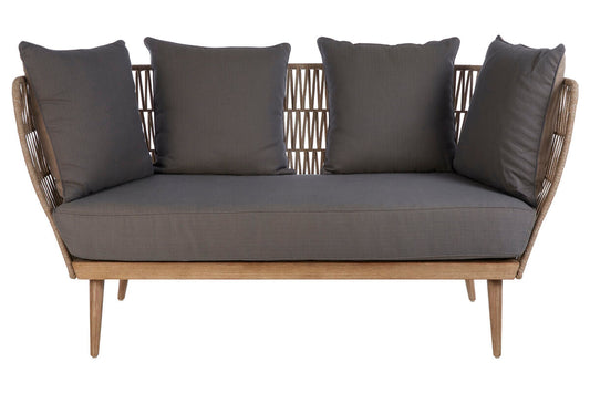 Opus Natural Woven Rope 2 Seater Sofa with Grey Cushions