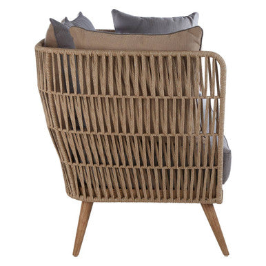 Opus Natural Woven Rope 2 Seater Sofa with Grey Cushions