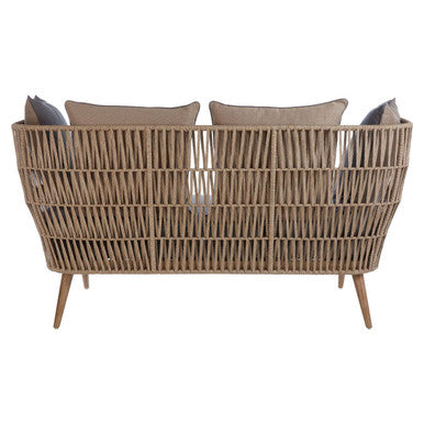 Opus Natural Woven Rope 2 Seater Sofa with Grey Cushions