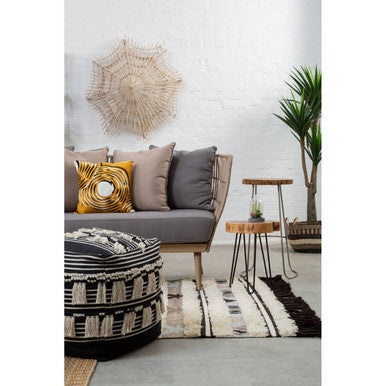 Opus Natural Woven Rope 2 Seater Sofa with Grey Cushions
