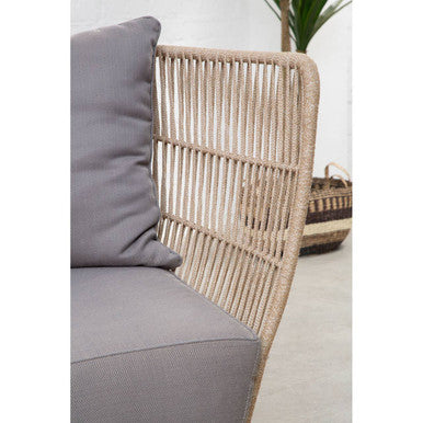 Opus Natural Woven Rope 2 Seater Sofa with Grey Cushions