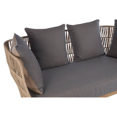 Opus Natural Woven Rope 2 Seater Sofa with Grey Cushions