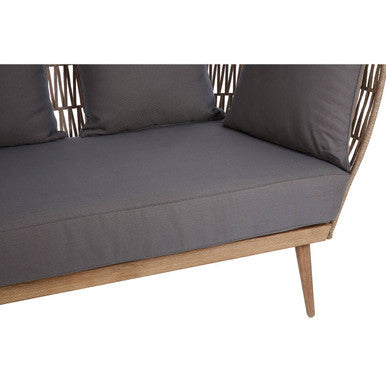 Opus Natural Woven Rope 2 Seater Sofa with Grey Cushions