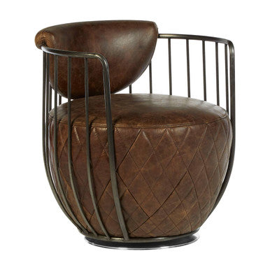 Hoxton Brown Leather Swivel Tub Chair