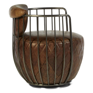 Hoxton Brown Leather Swivel Tub Chair