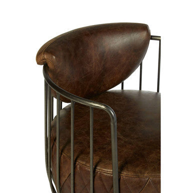 Hoxton Brown Leather Swivel Tub Chair