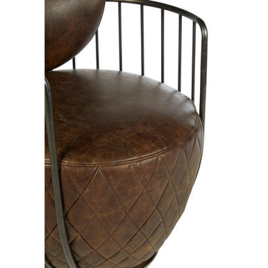 Hoxton Brown Leather Swivel Tub Chair