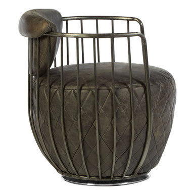 Hoxton Dark Grey Leather Swivel Tub Chair