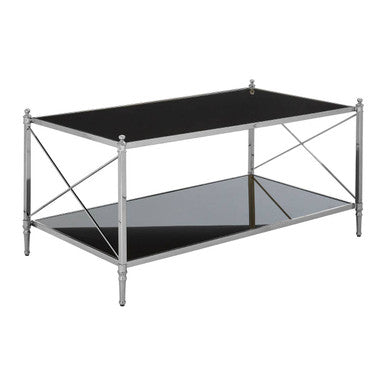 Hoffmann Black Glass and Nickel Finish Coffee Table