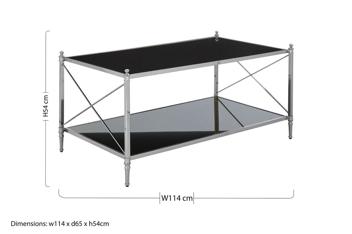 Hoffmann Black Glass and Nickel Finish Coffee Table