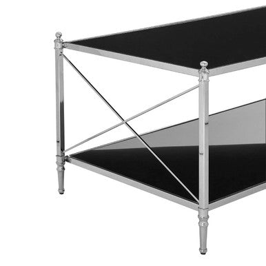 Hoffmann Black Glass and Nickel Finish Coffee Table