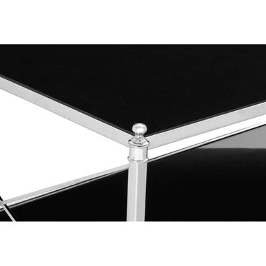 Hoffmann Black Glass and Nickel Finish Coffee Table