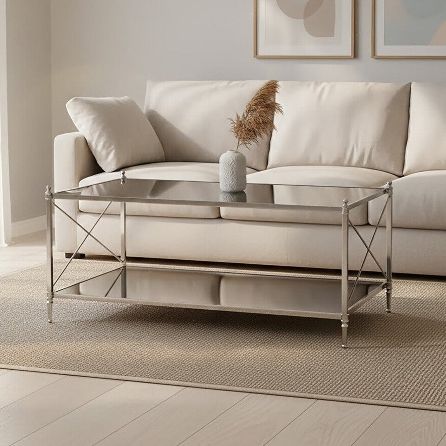 Hoffmann Black Glass and Nickel Finish Coffee Table