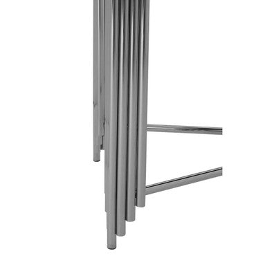 Clarice Black Granite Console Table with Silver Finish Base