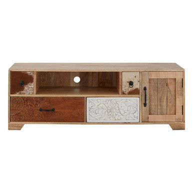 Marwar Mango Wood and Hair on Leather Media Unit