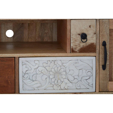 Marwar Mango Wood and Hair on Leather Media Unit