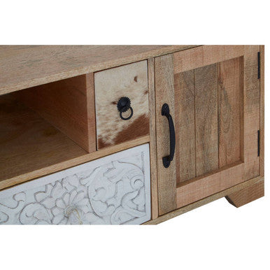 Marwar Mango Wood and Hair on Leather Media Unit