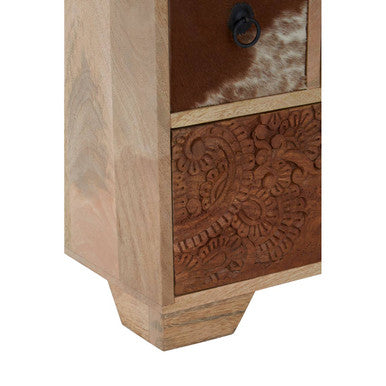 Marwar Mango Wood and Hair on Leather Media Unit