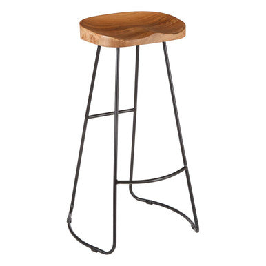 Nandri Acacia Wood Bar Stool with Black Finish Frame