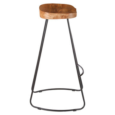 Nandri Acacia Wood Bar Stool with Black Finish Frame