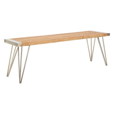 Nandri Natural Teak Wood Slatted Bench