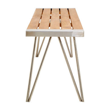 Nandri Natural Teak Wood Slatted Bench