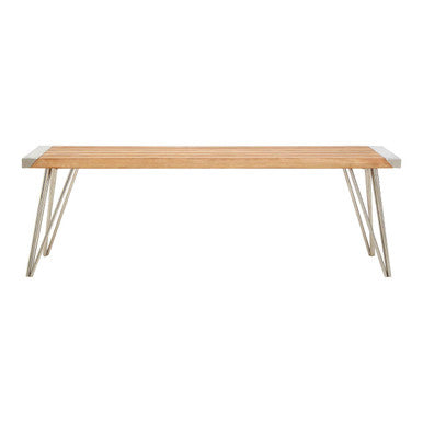 Nandri Natural Teak Wood Slatted Bench