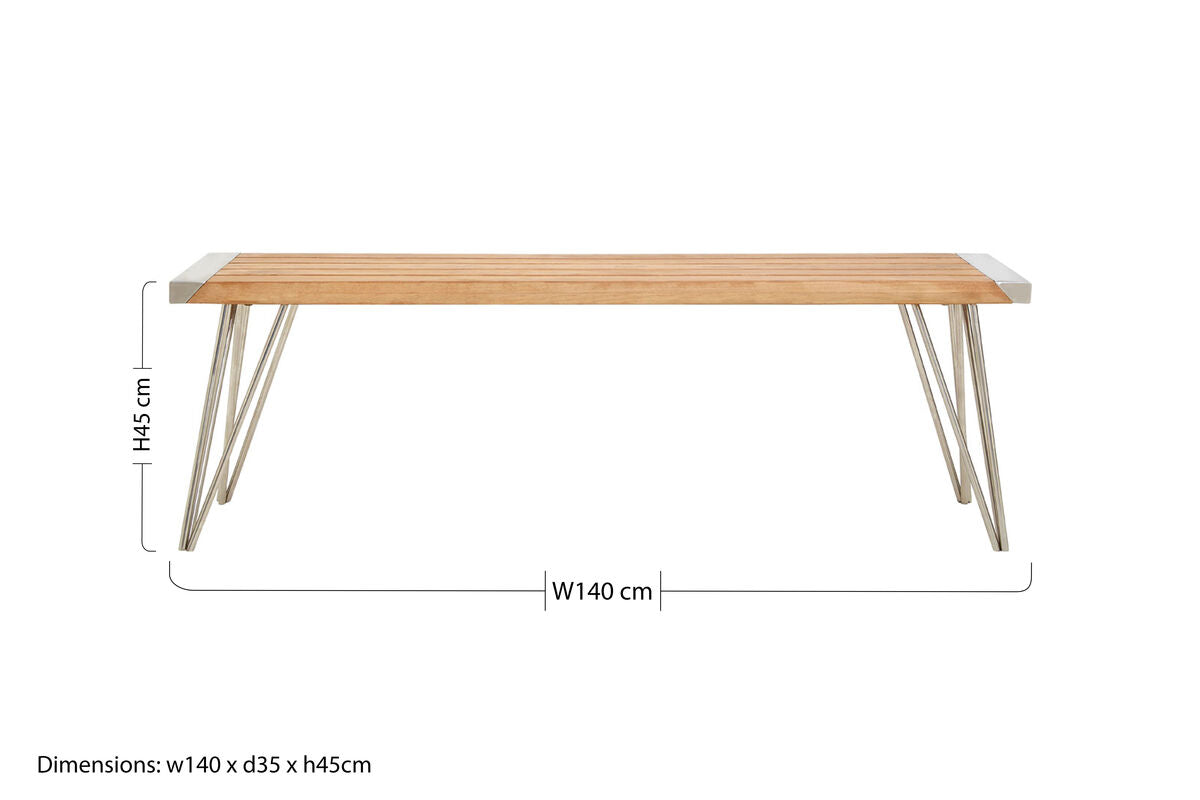 Nandri Natural Teak Wood Slatted Bench
