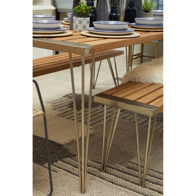 Nandri Natural Teak Wood Slatted Bench