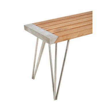 Nandri Natural Teak Wood Slatted Bench