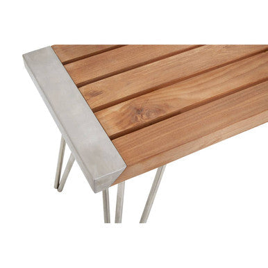 Nandri Natural Teak Wood Slatted Bench