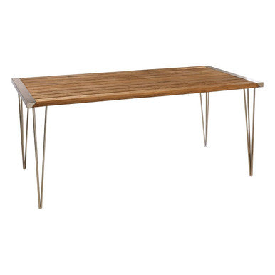 Nandri Natural Teak Wood Slatted Rectangular Dining Table