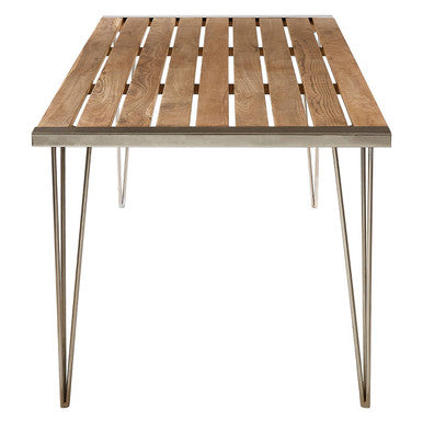 Nandri Natural Teak Wood Slatted Rectangular Dining Table