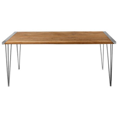 Nandri Natural Teak Wood Slatted Rectangular Dining Table