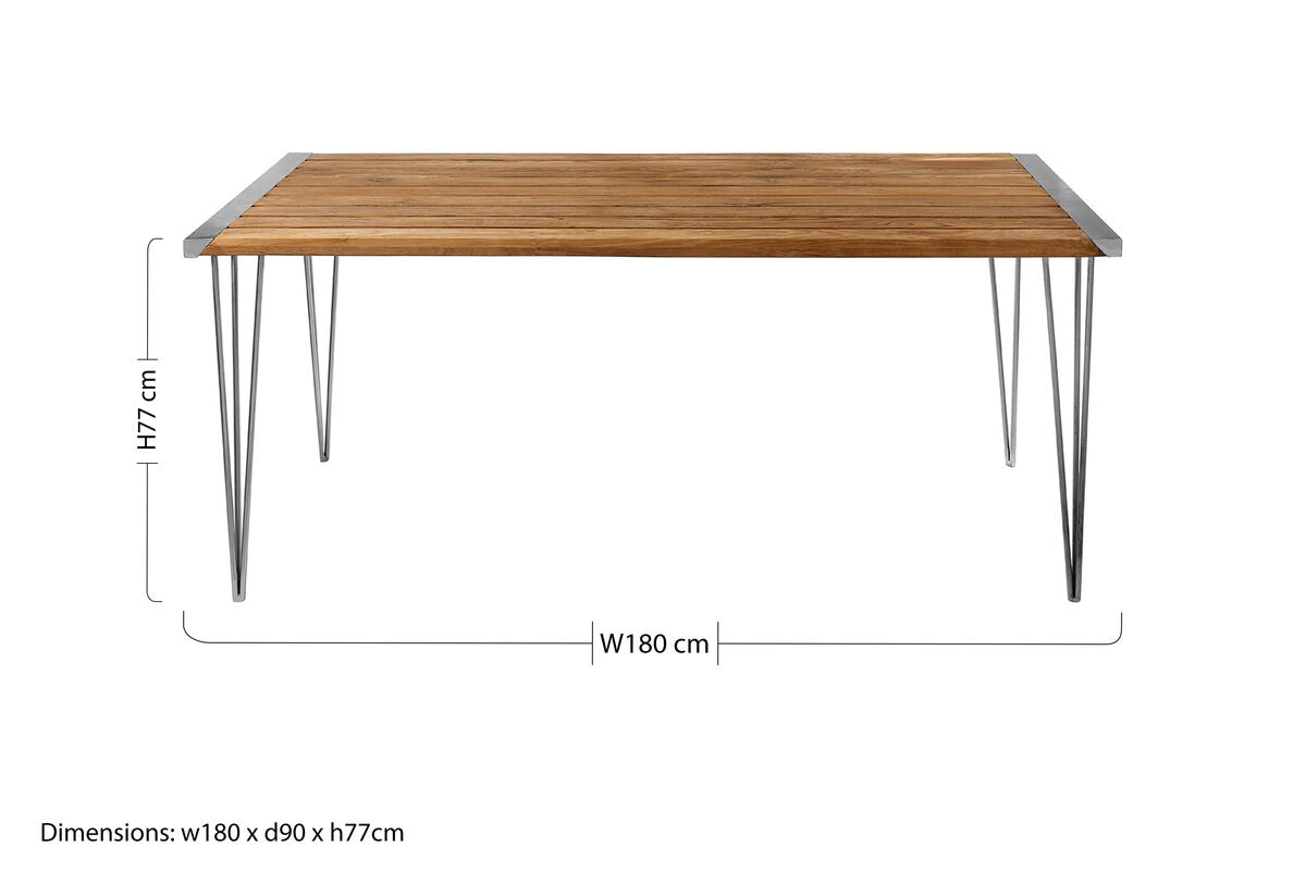 Nandri Natural Teak Wood Slatted Rectangular Dining Table