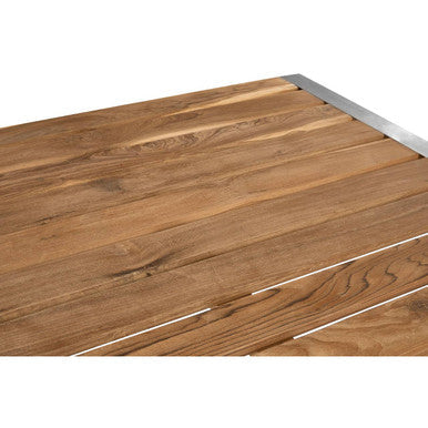 Nandri Natural Teak Wood Slatted Rectangular Dining Table