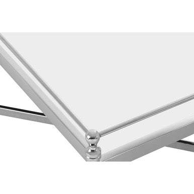 Mirrored Glass Coffee Table with Silver Cross Frame | Zach