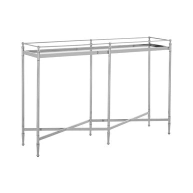 Mirrored Glass Console Table with Silver Cross Frame | Zach