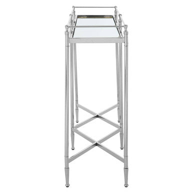 Mirrored Glass Console Table with Silver Cross Frame | Zach