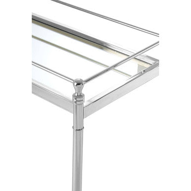 Mirrored Glass Console Table with Silver Cross Frame | Zach